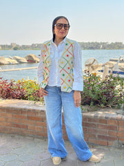 Beige color carnival vest