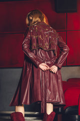 Juliette burgundy leather coat