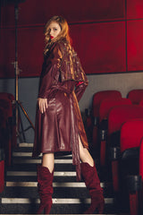 Juliette burgundy leather coat