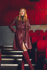 Juliette burgundy leather coat