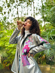 Peaky leather jacket Silver