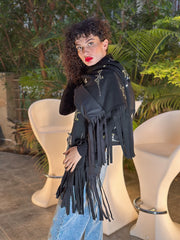 Florina Embroidery Scarf _ Black