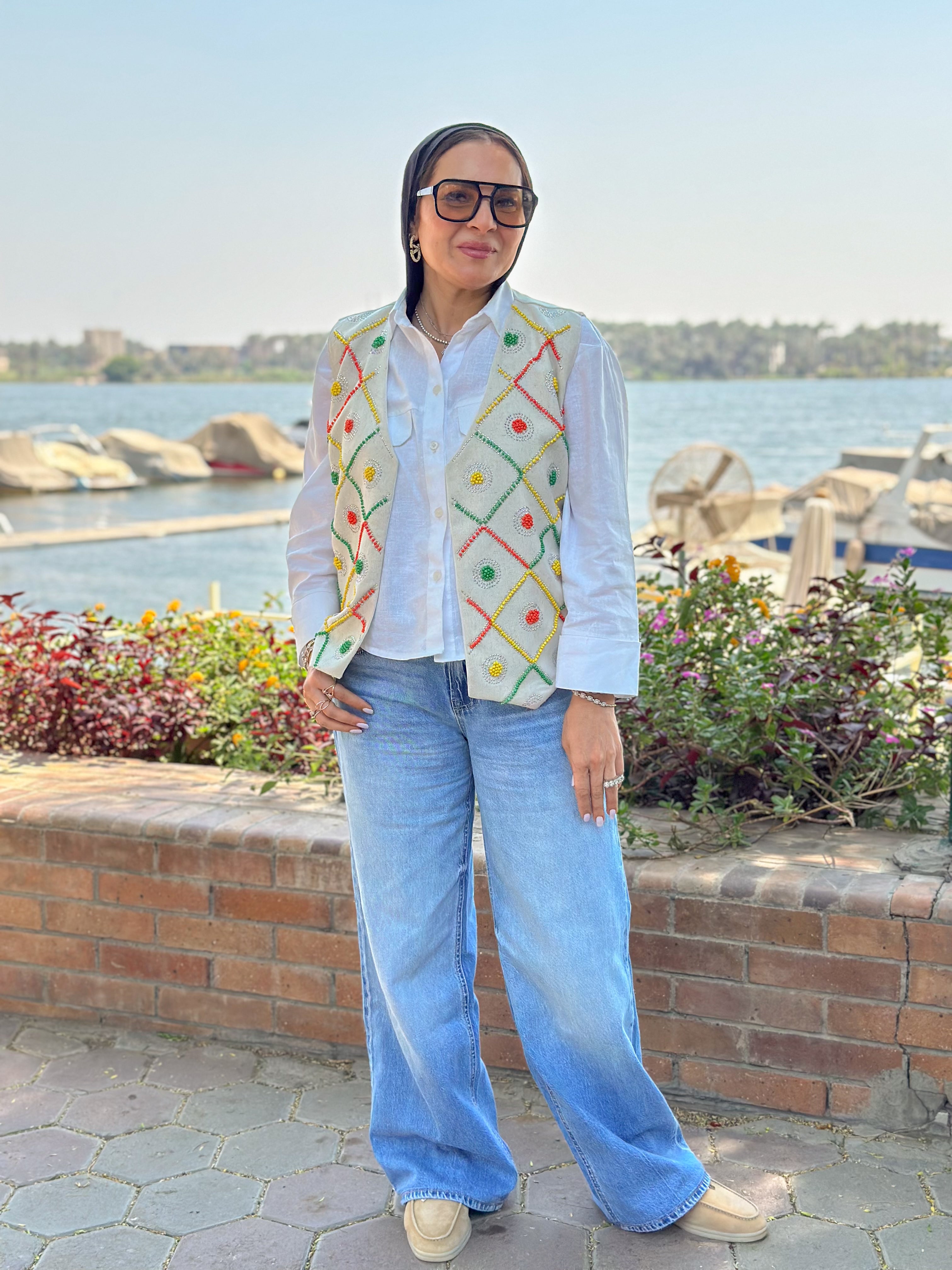 Beige color carnival vest