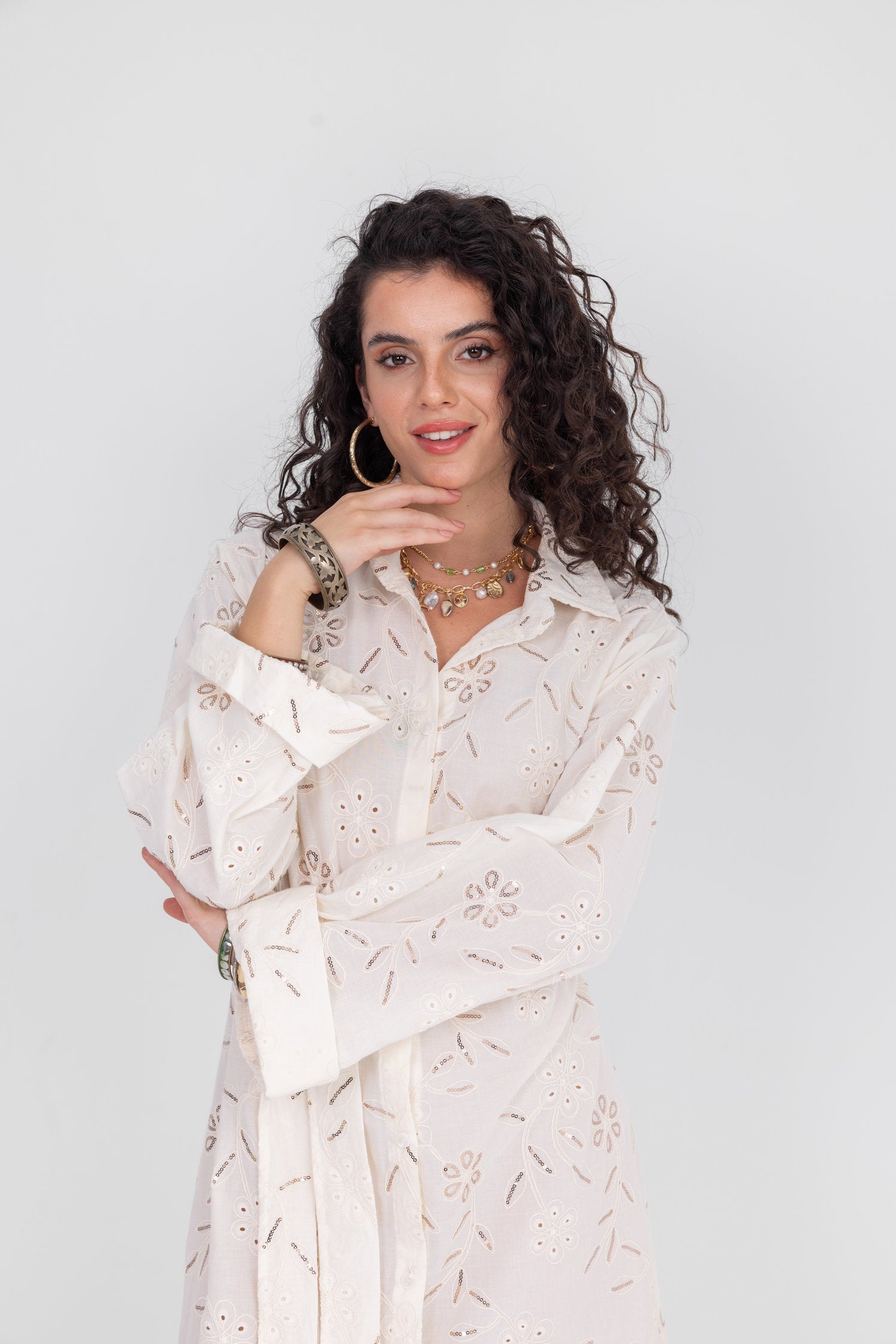Blanc Long Sleeve Dress