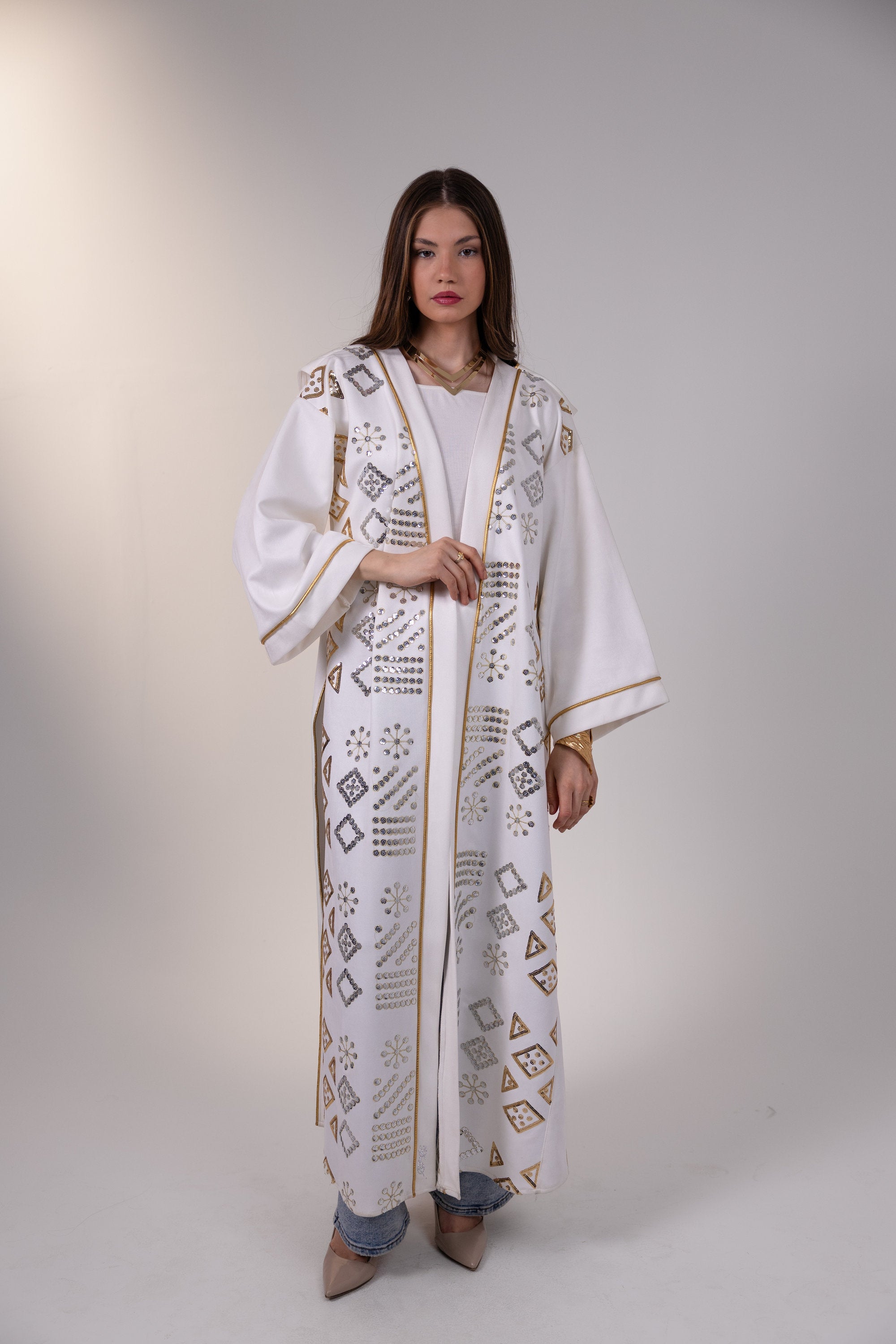 Mounira Kaftan in Off White