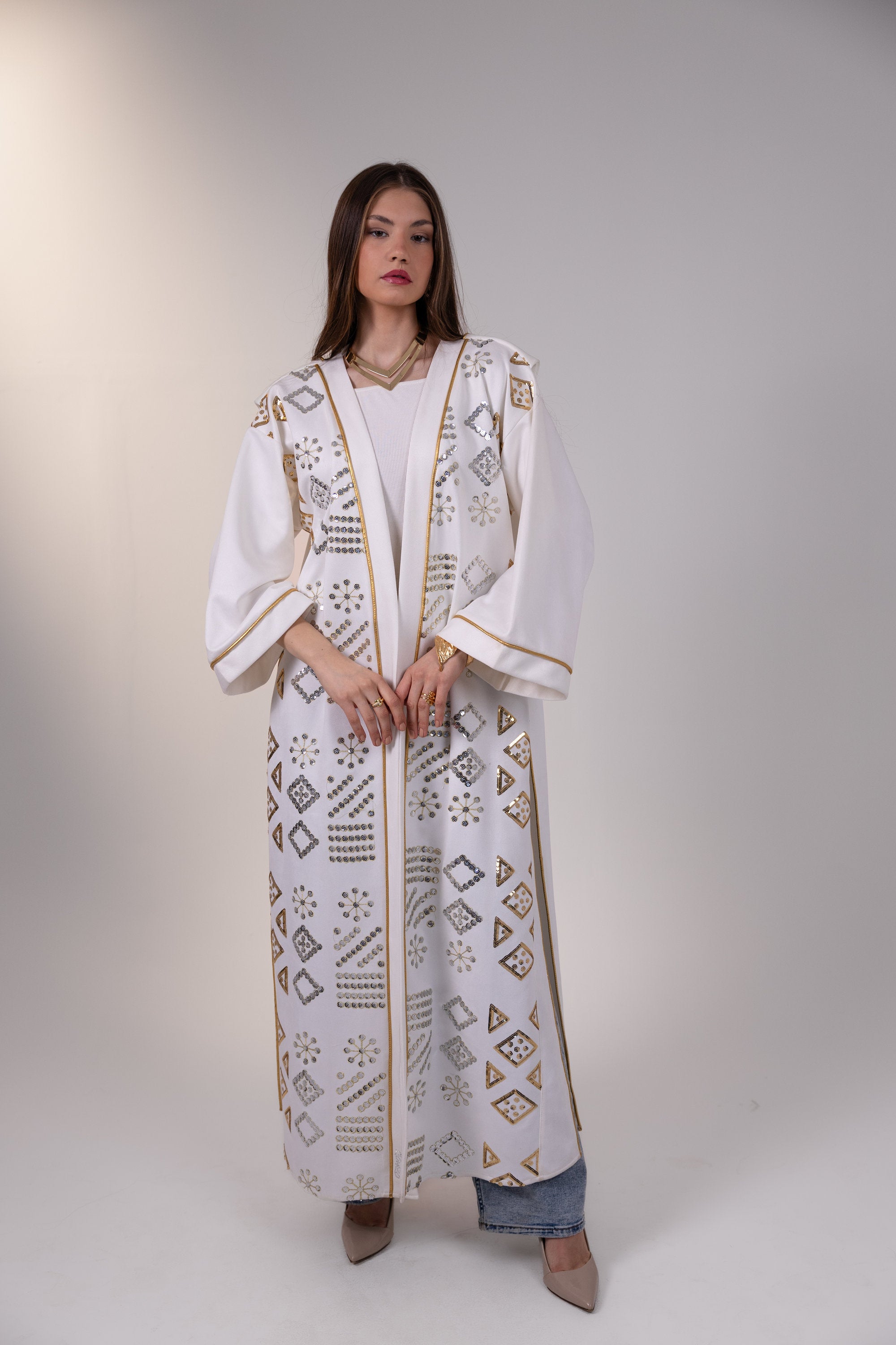 Mounira Kaftan in Off White
