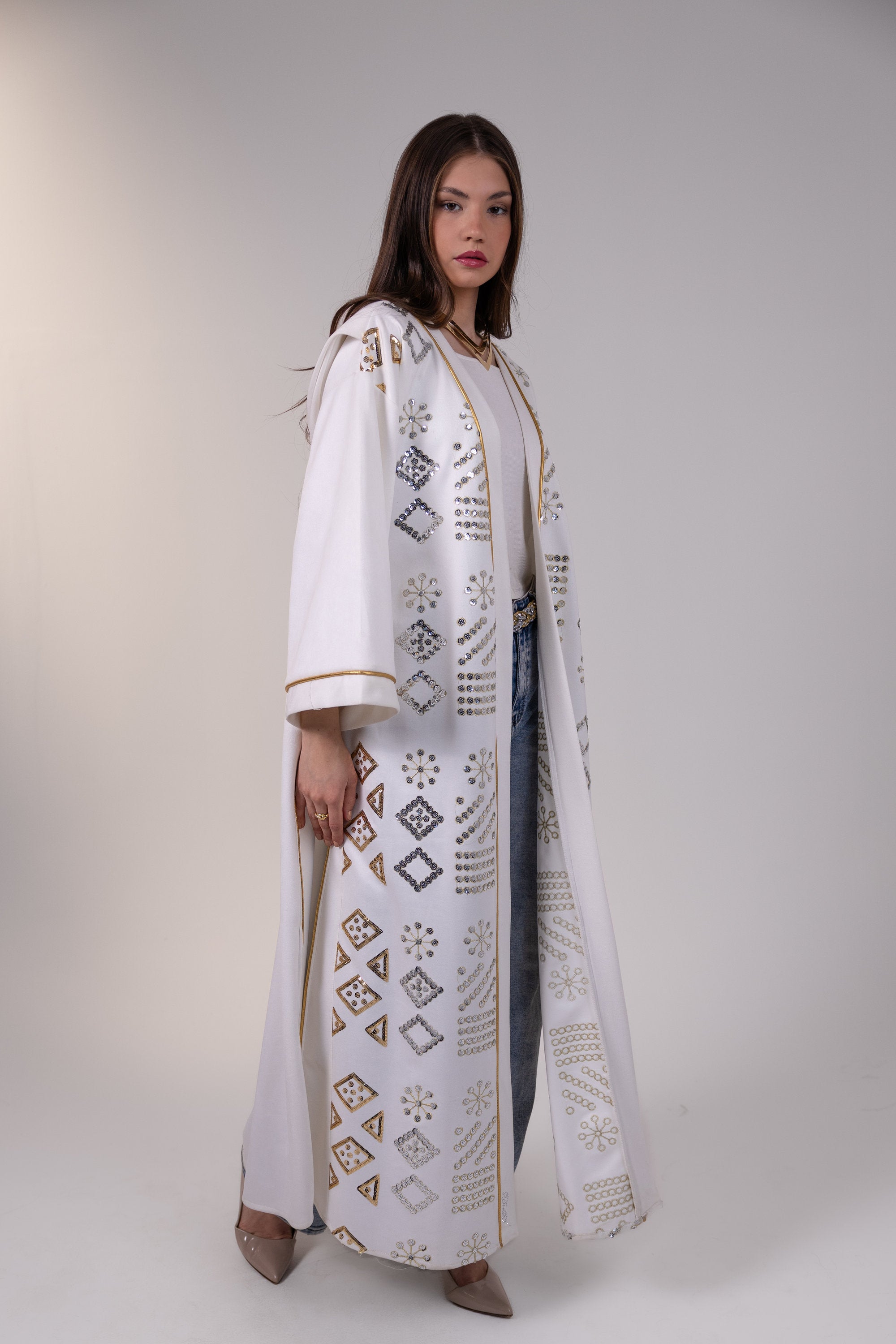 Mounira Kaftan in Off White