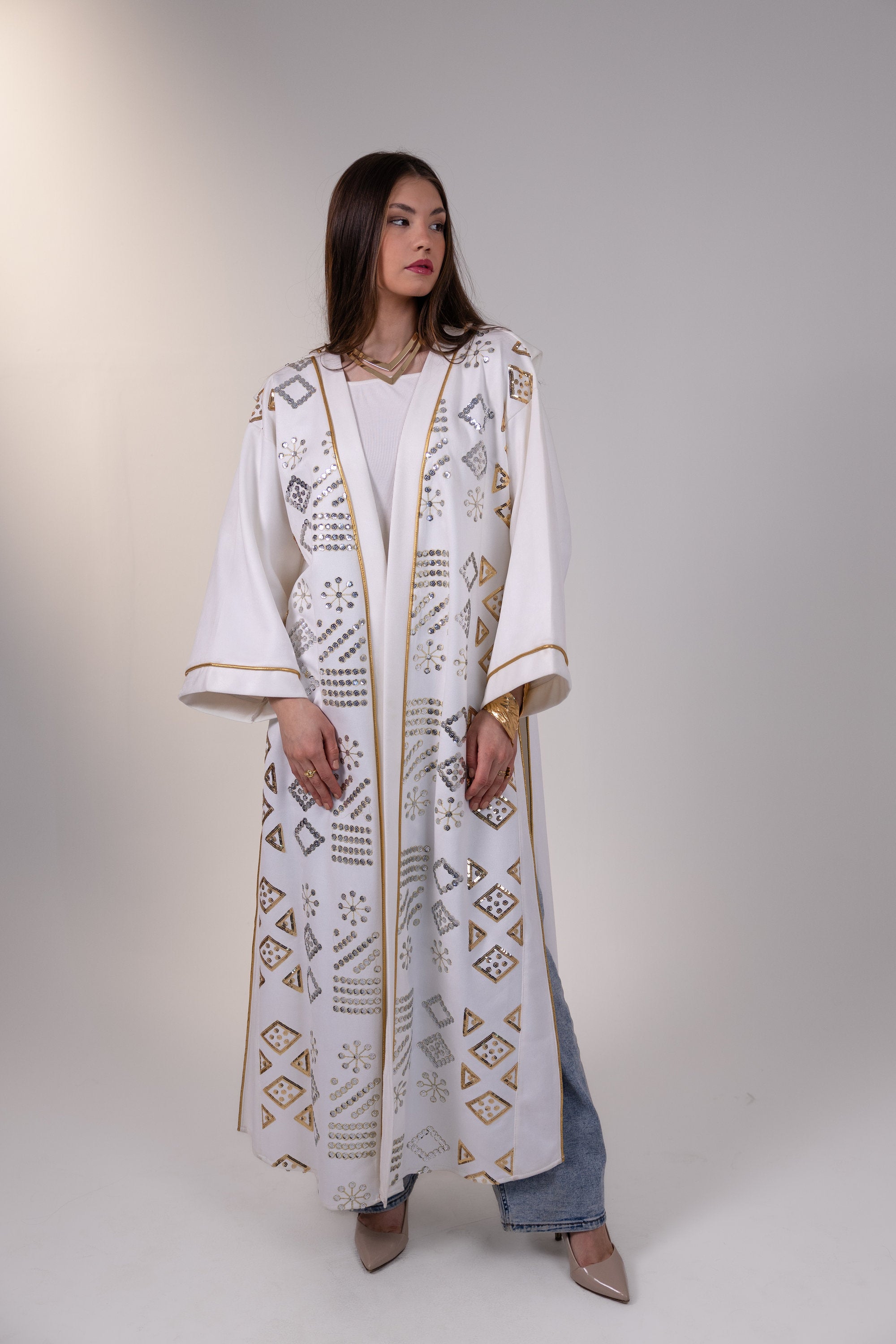 Mounira Kaftan in Off White