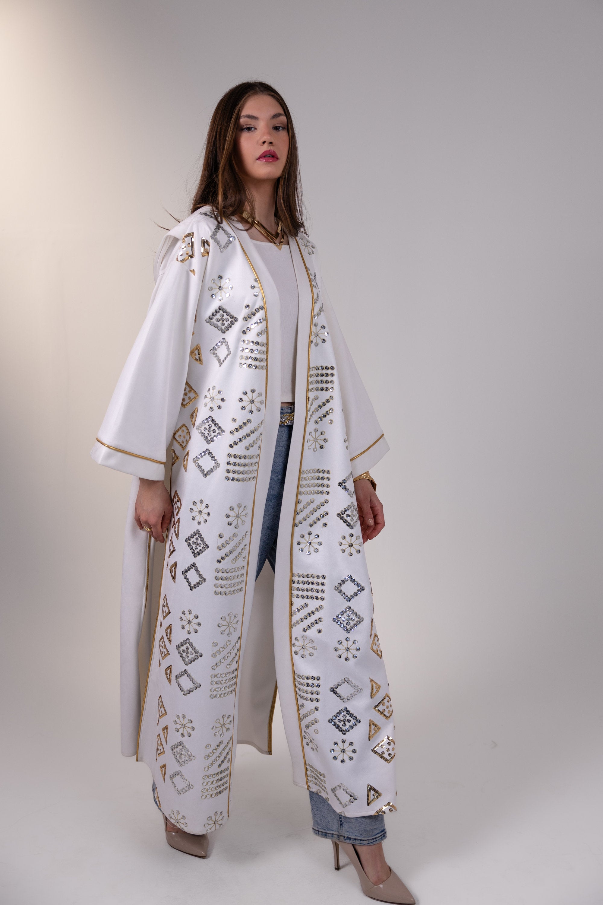 Mounira Kaftan in Off White