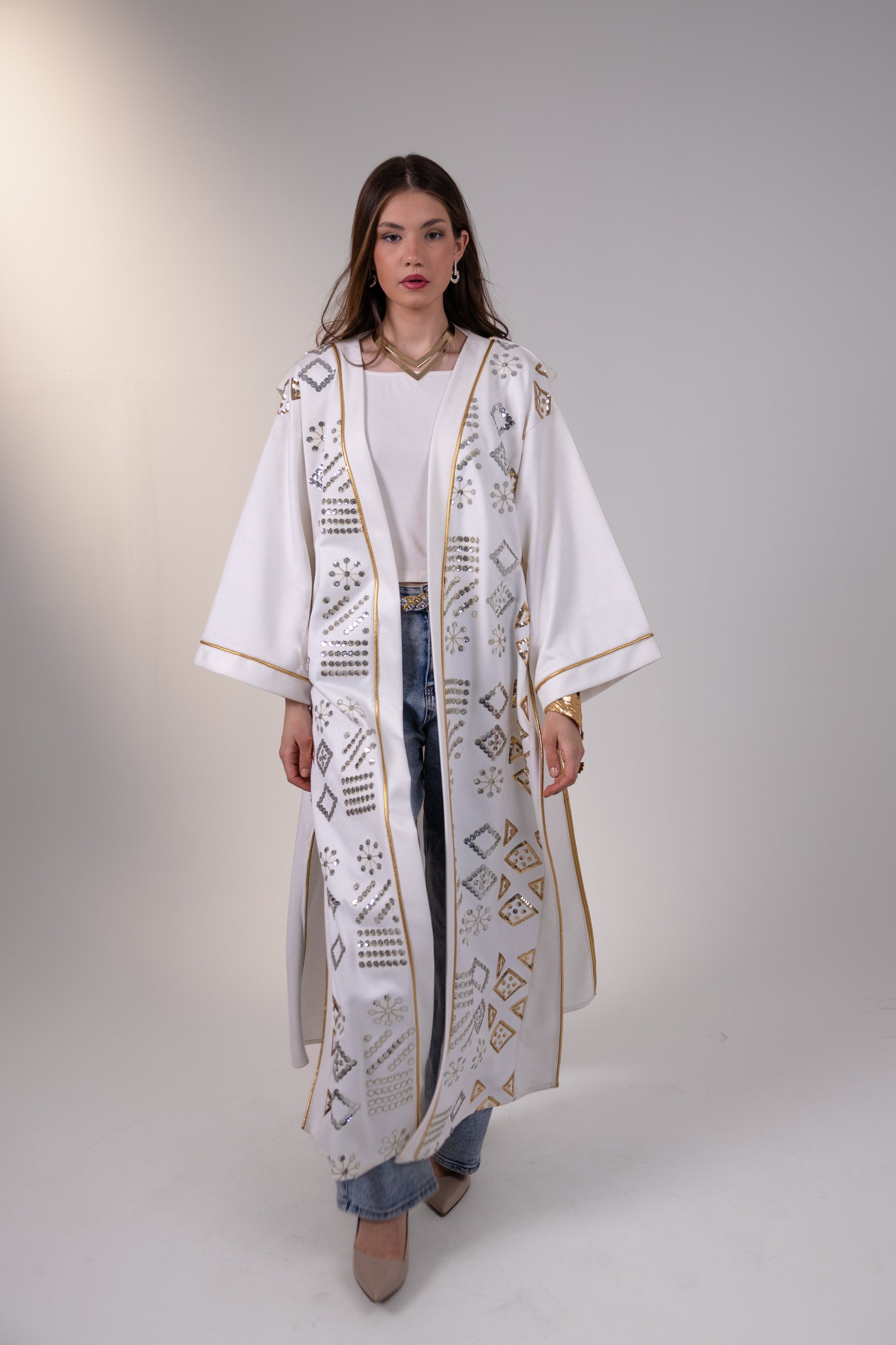 Mounira Kaftan in Off White