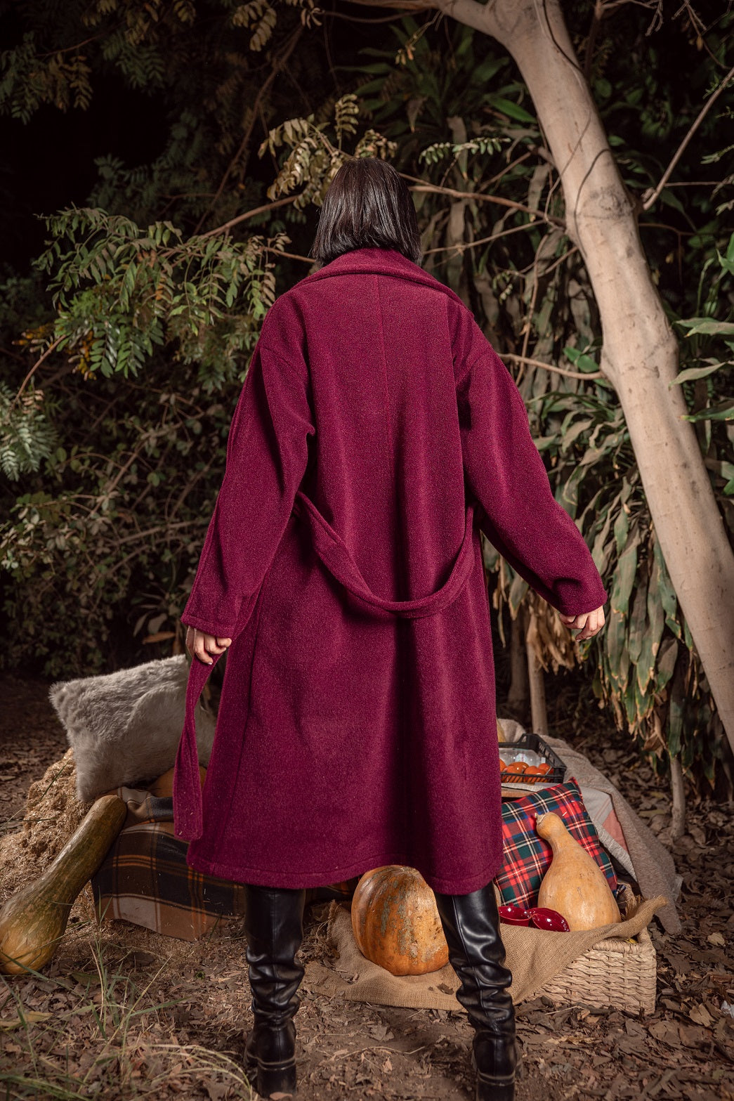 Clara Coat Burgandy