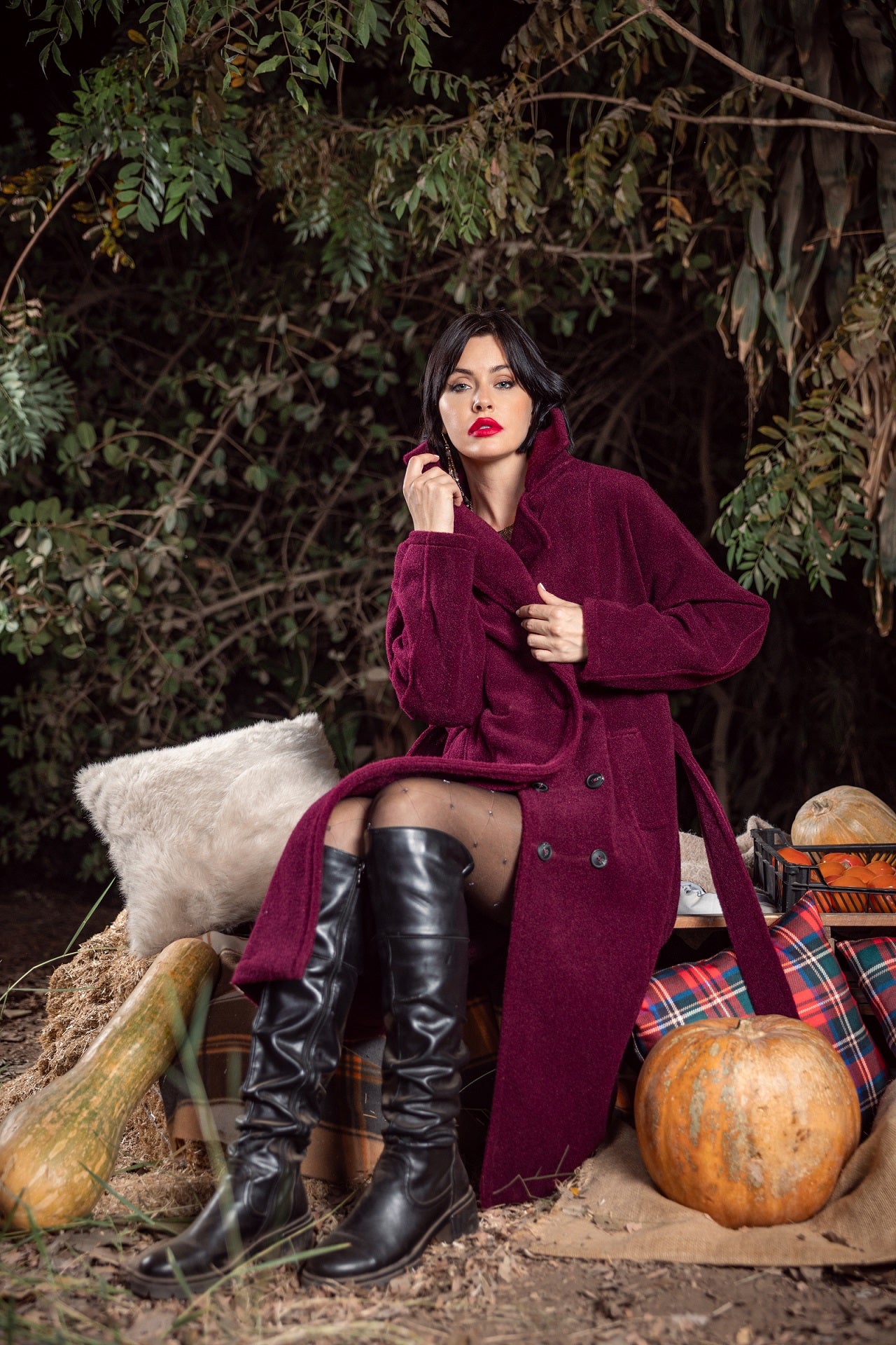 Clara Coat Burgandy