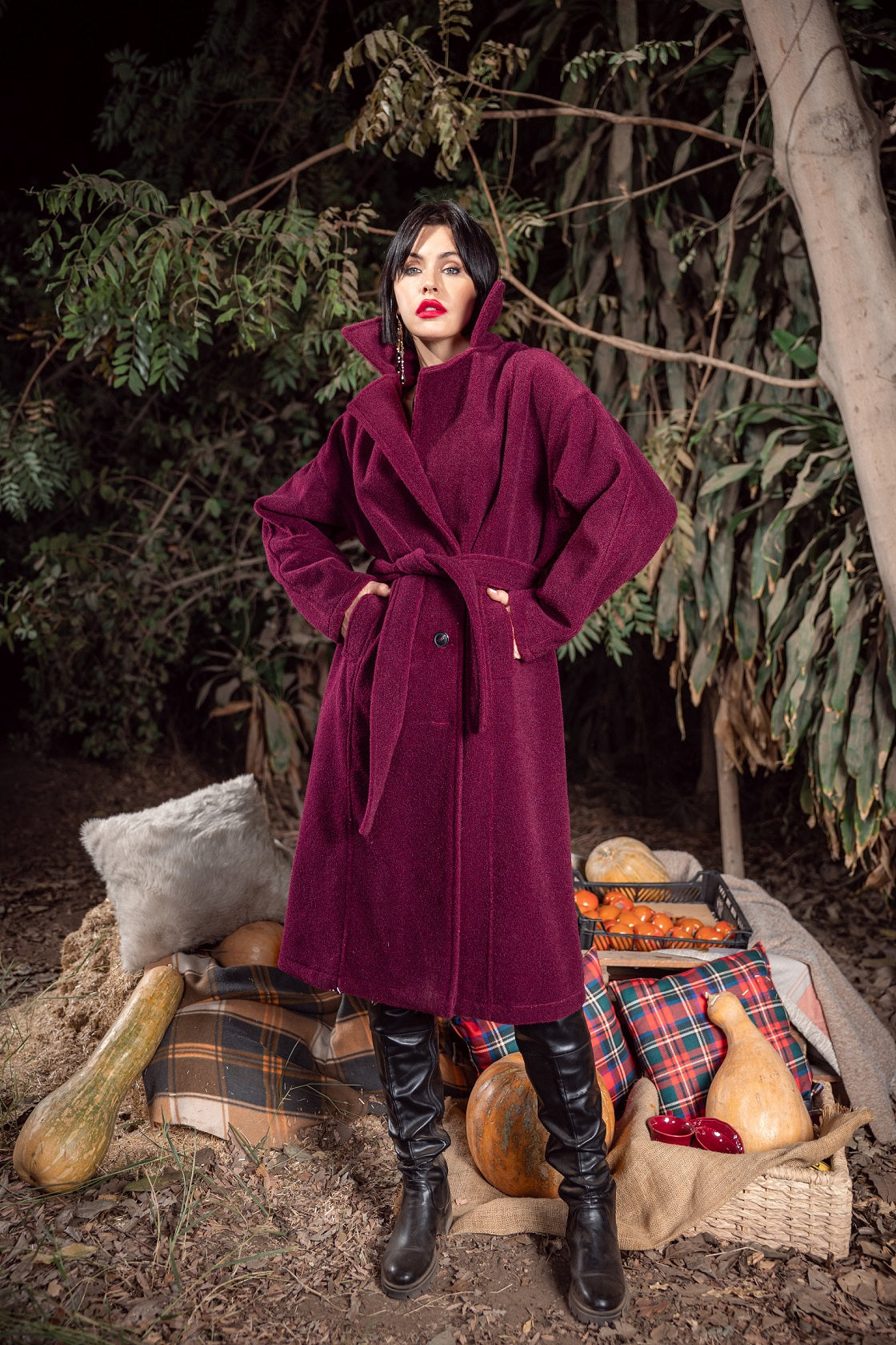 Clara Coat Burgandy