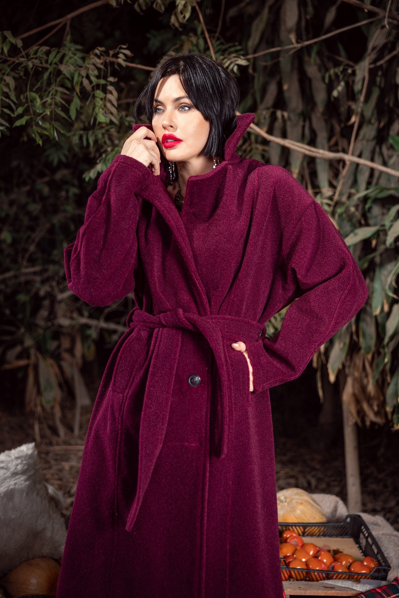 Clara Coat Burgandy