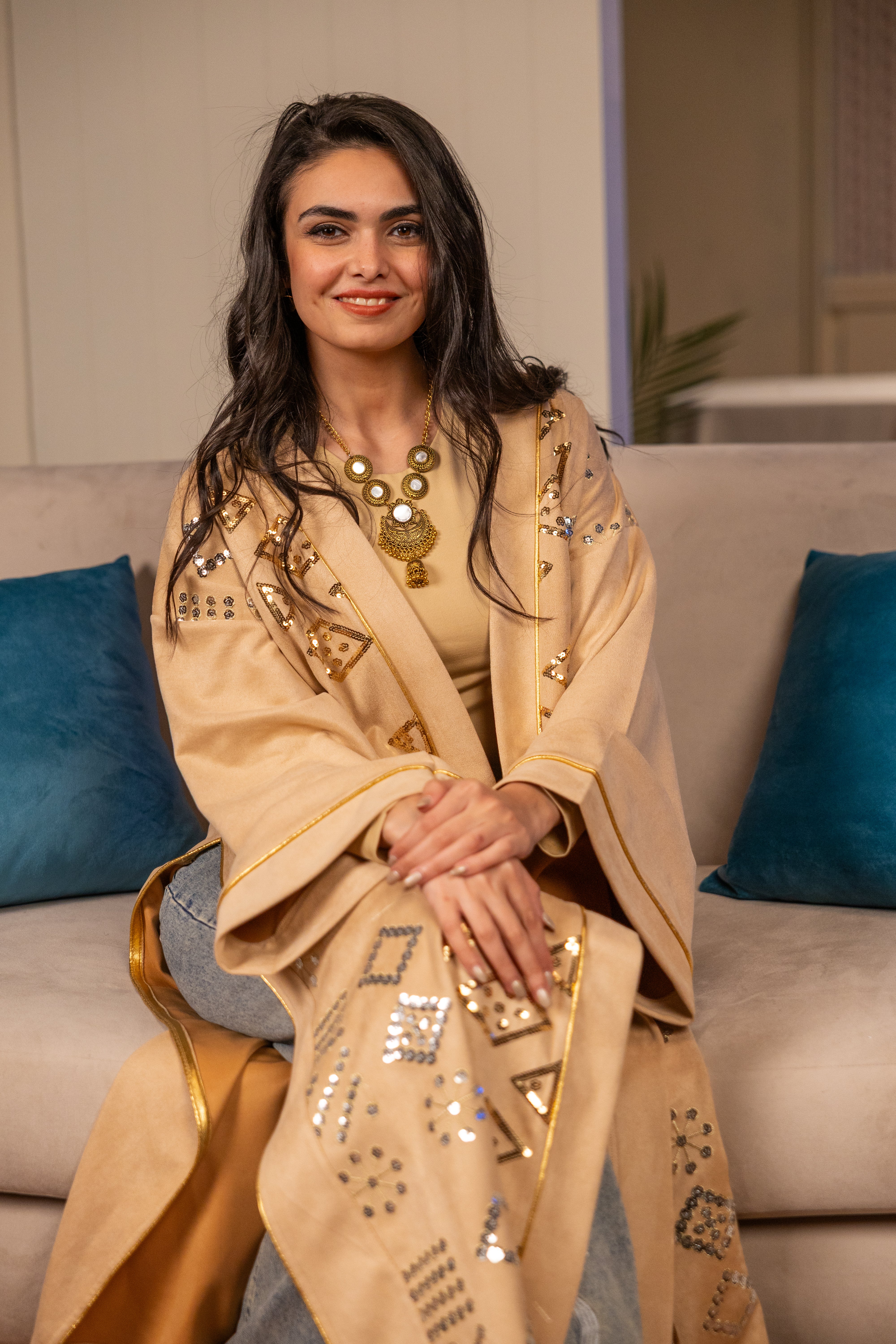 Mounira Kaftan in Beige