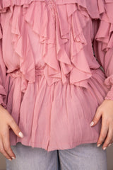 Elena pink chiffon top