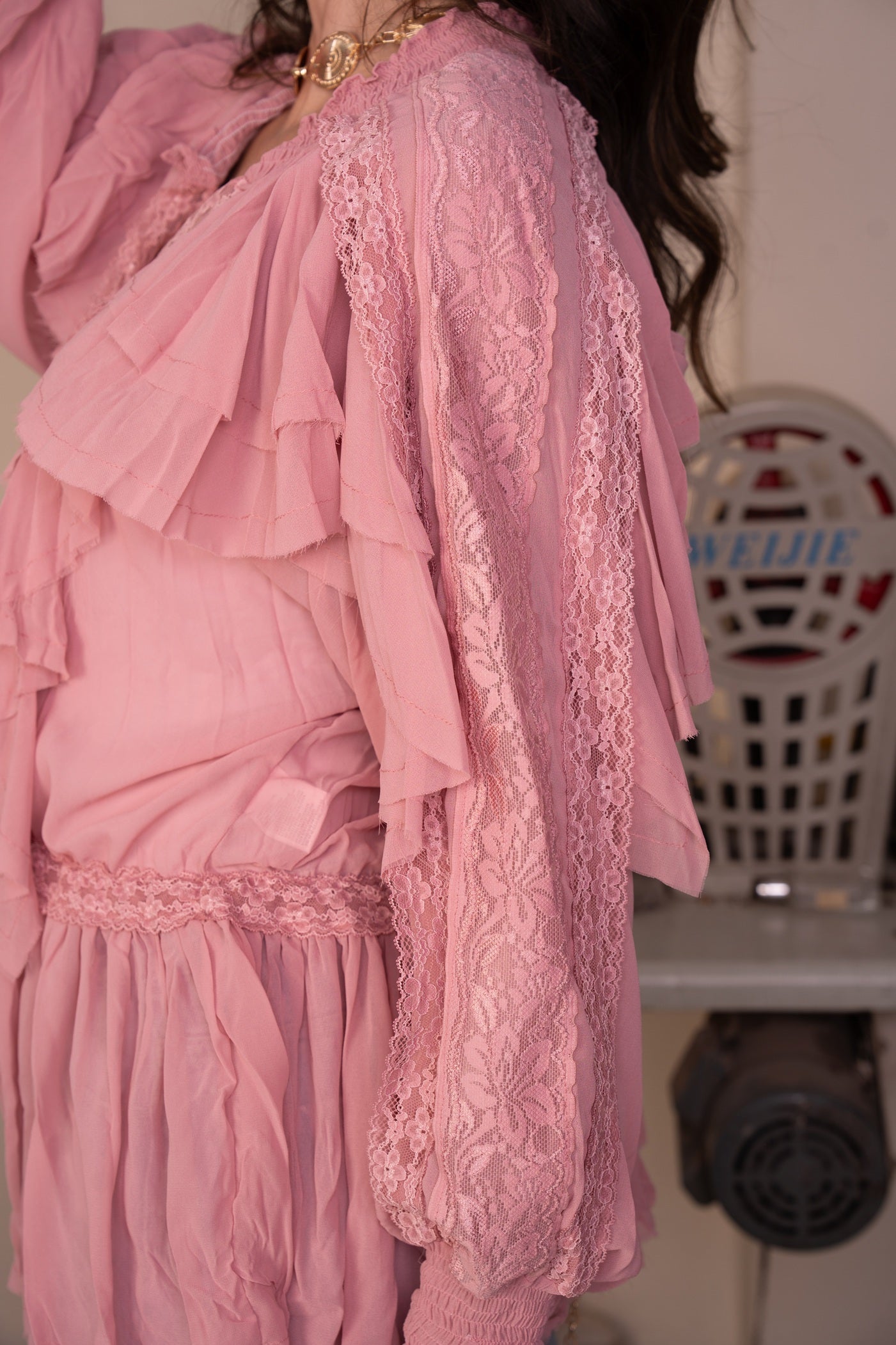 Elena pink chiffon top