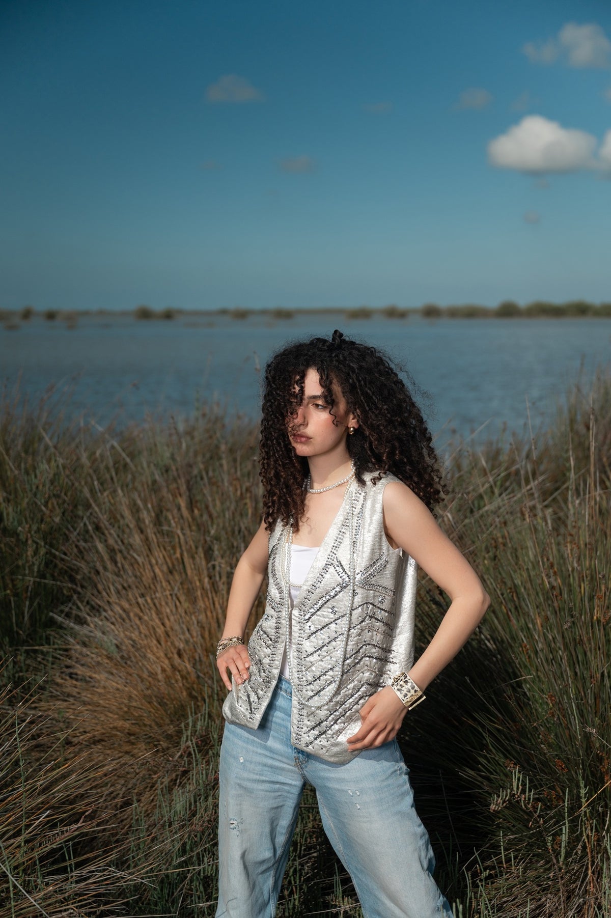 Silver moon vest
