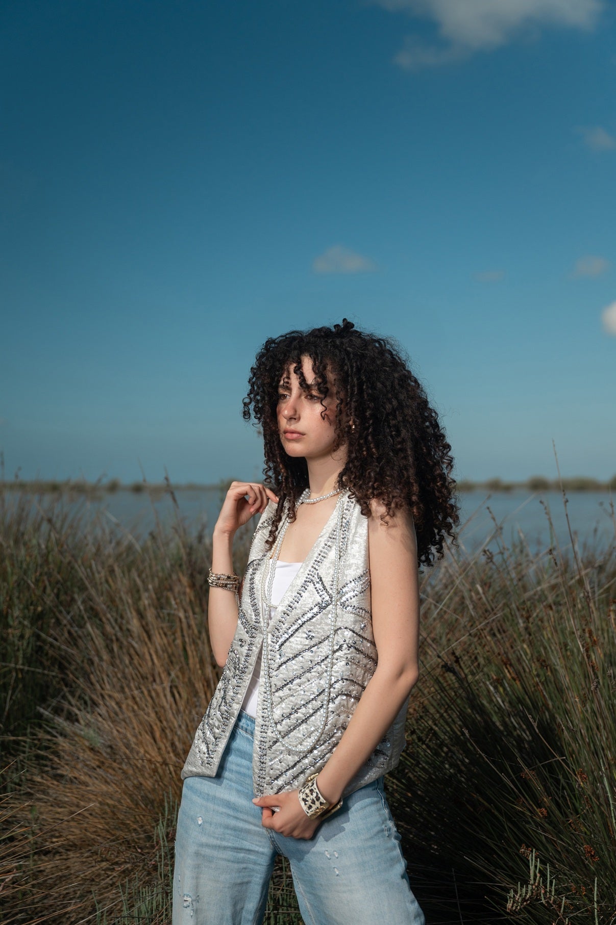 Silver moon vest