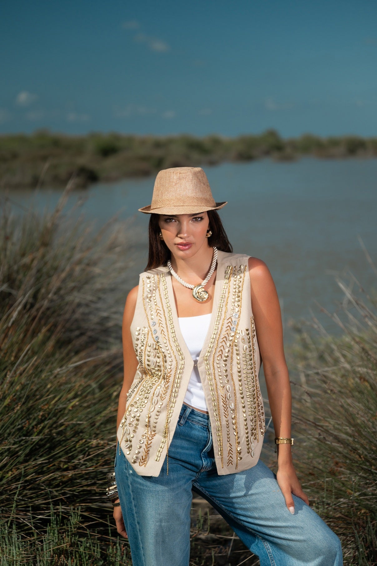Sparkle Beige Vest
