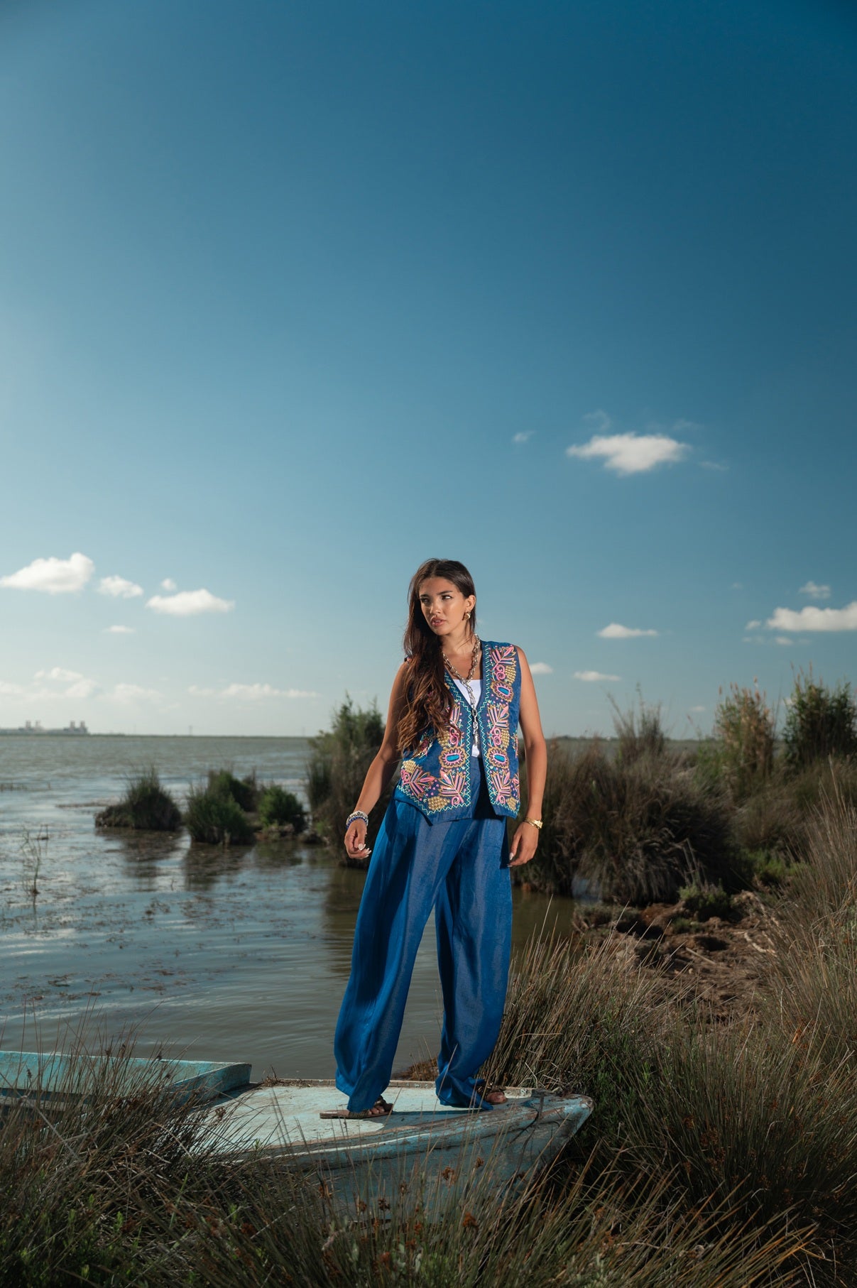 Embroidered Denim vest