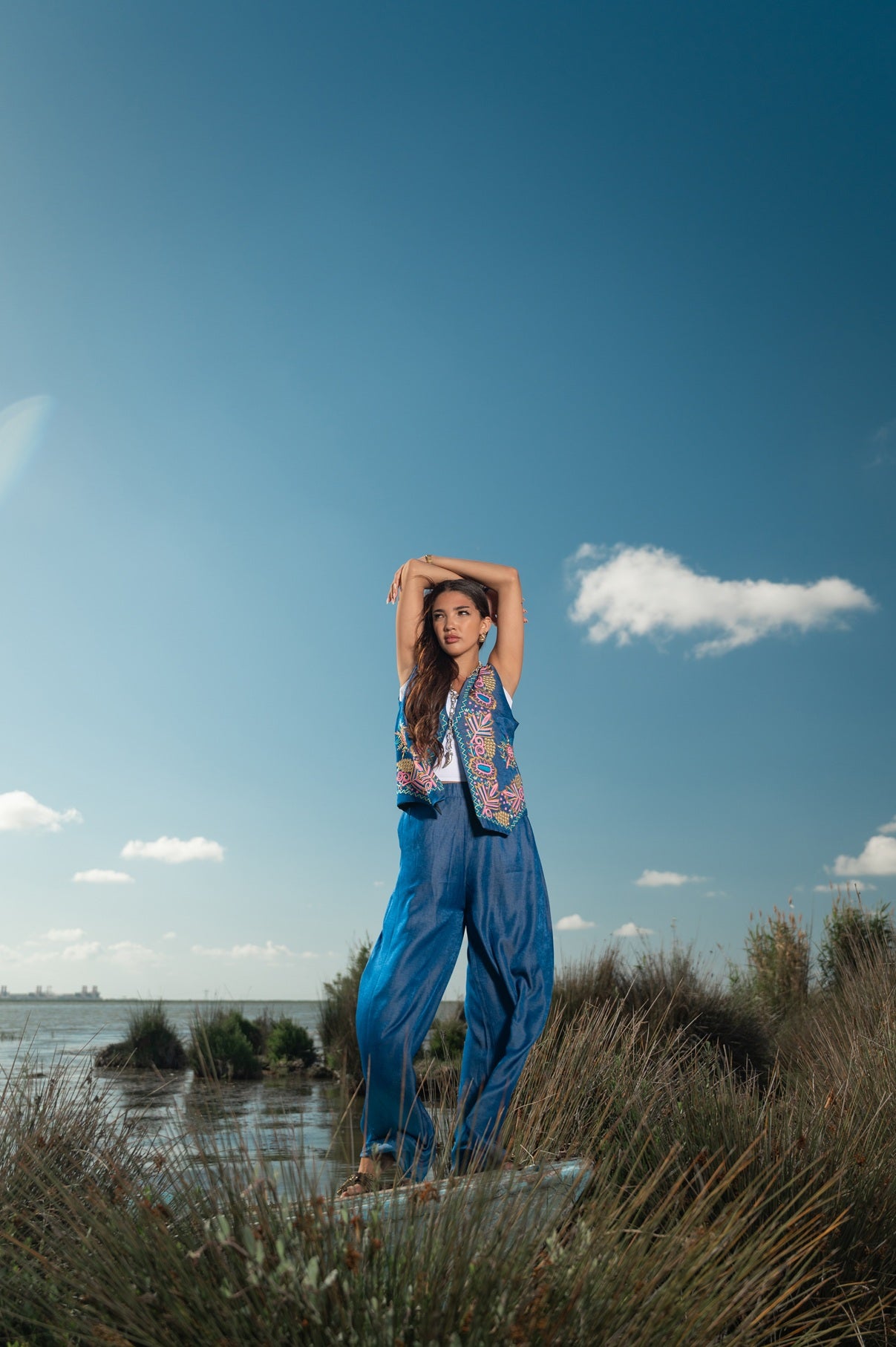 Embroidered Denim vest