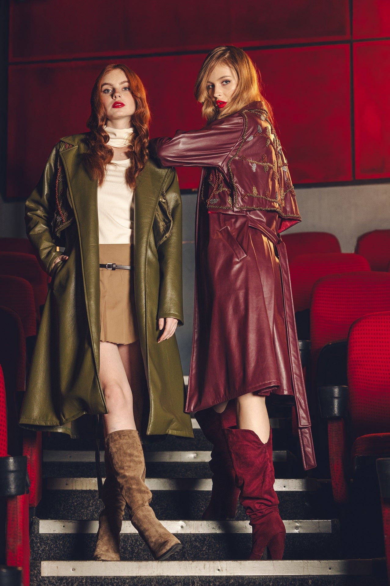 Juliette burgundy leather coat