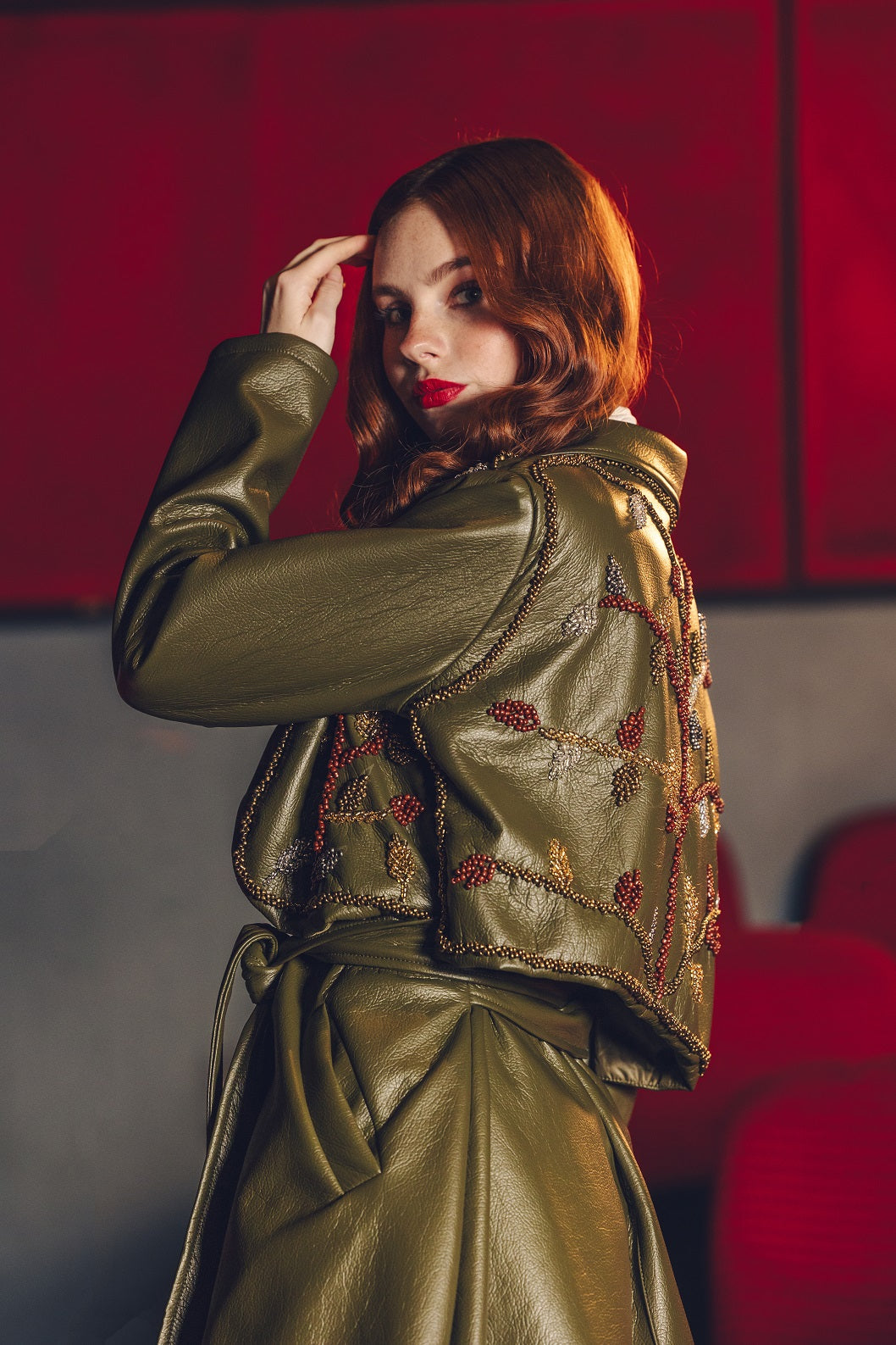 Juliette kaki leather coat