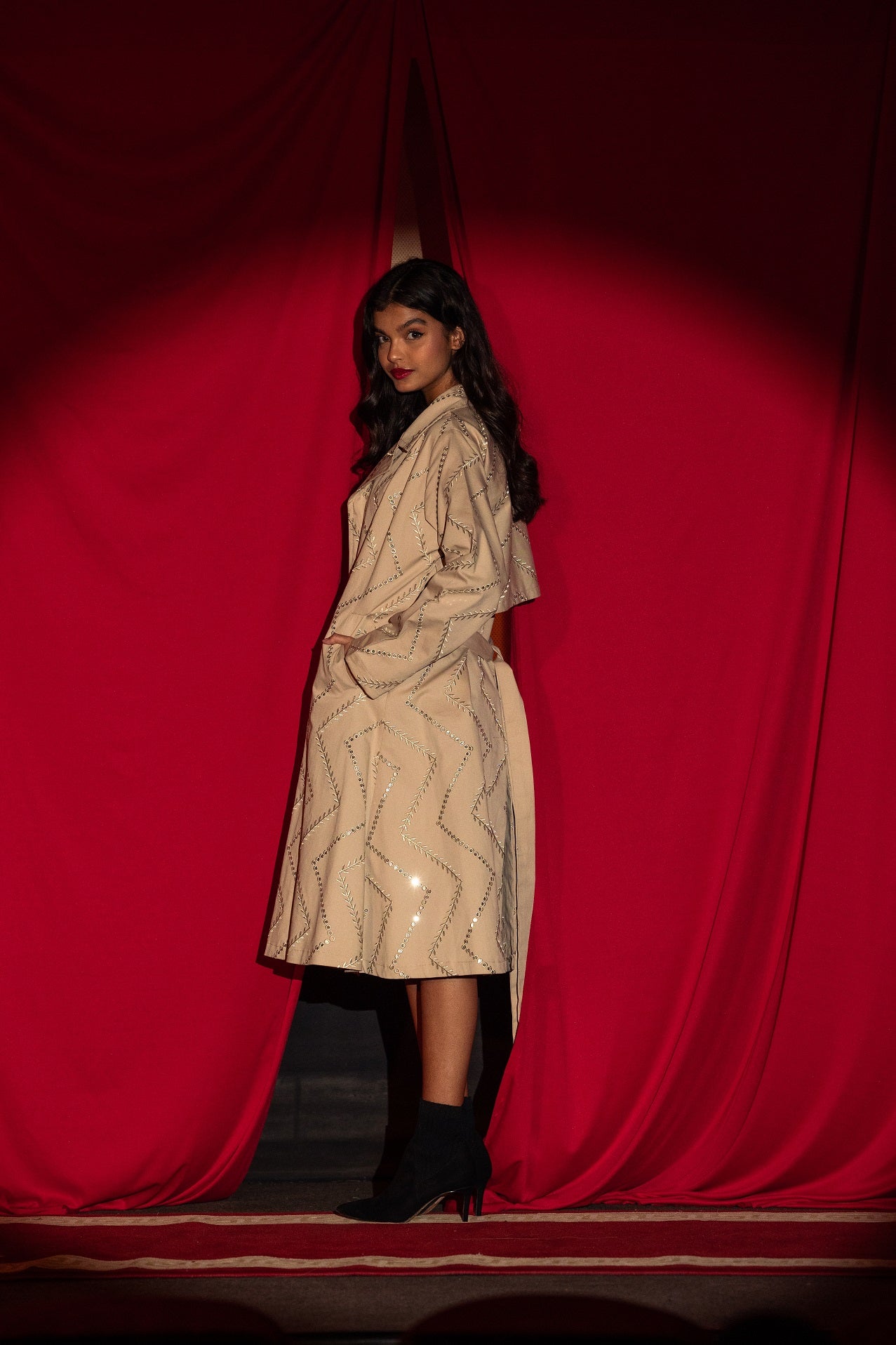 Valentina Beige Embroidered Coat