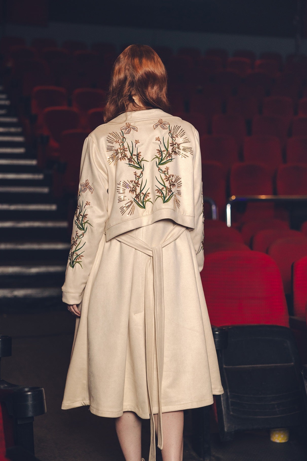 Pearla Embroidered Beige Coat