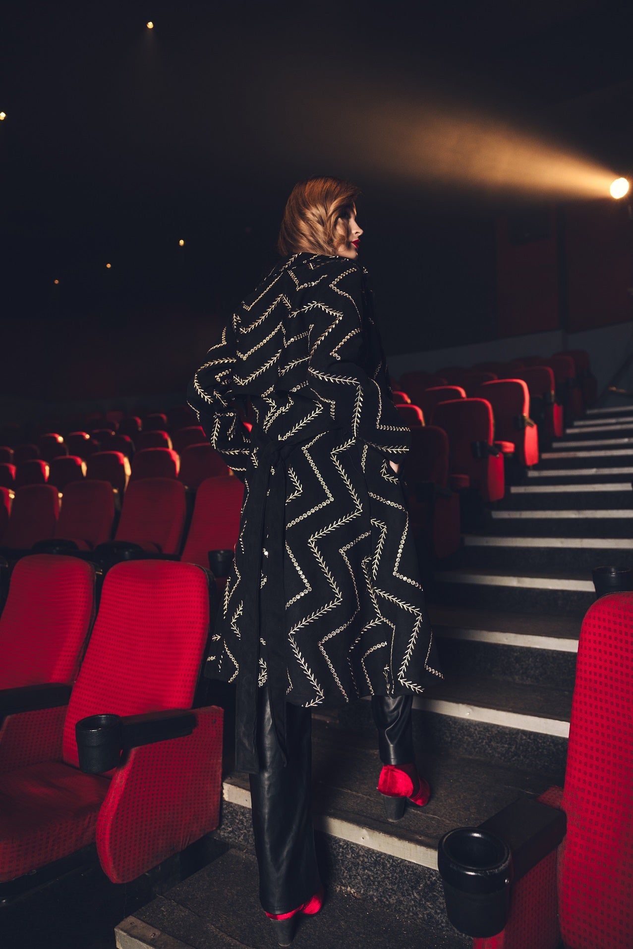 Valentina Black Embroidered Coat