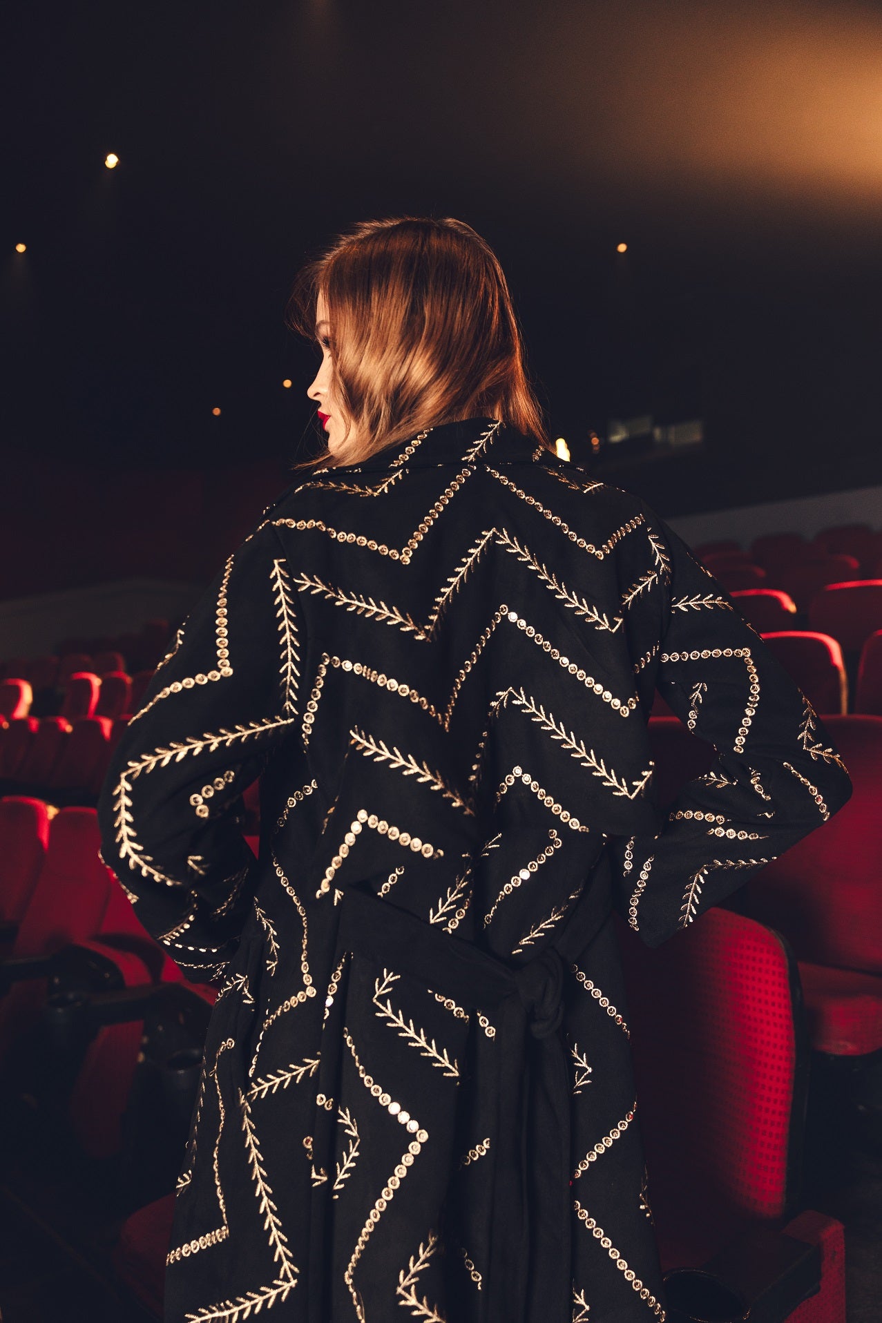 Valentina Black Embroidered Coat