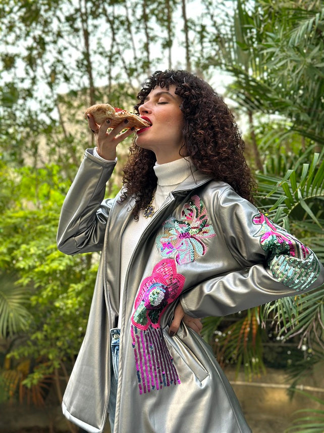 Peaky leather jacket Silver