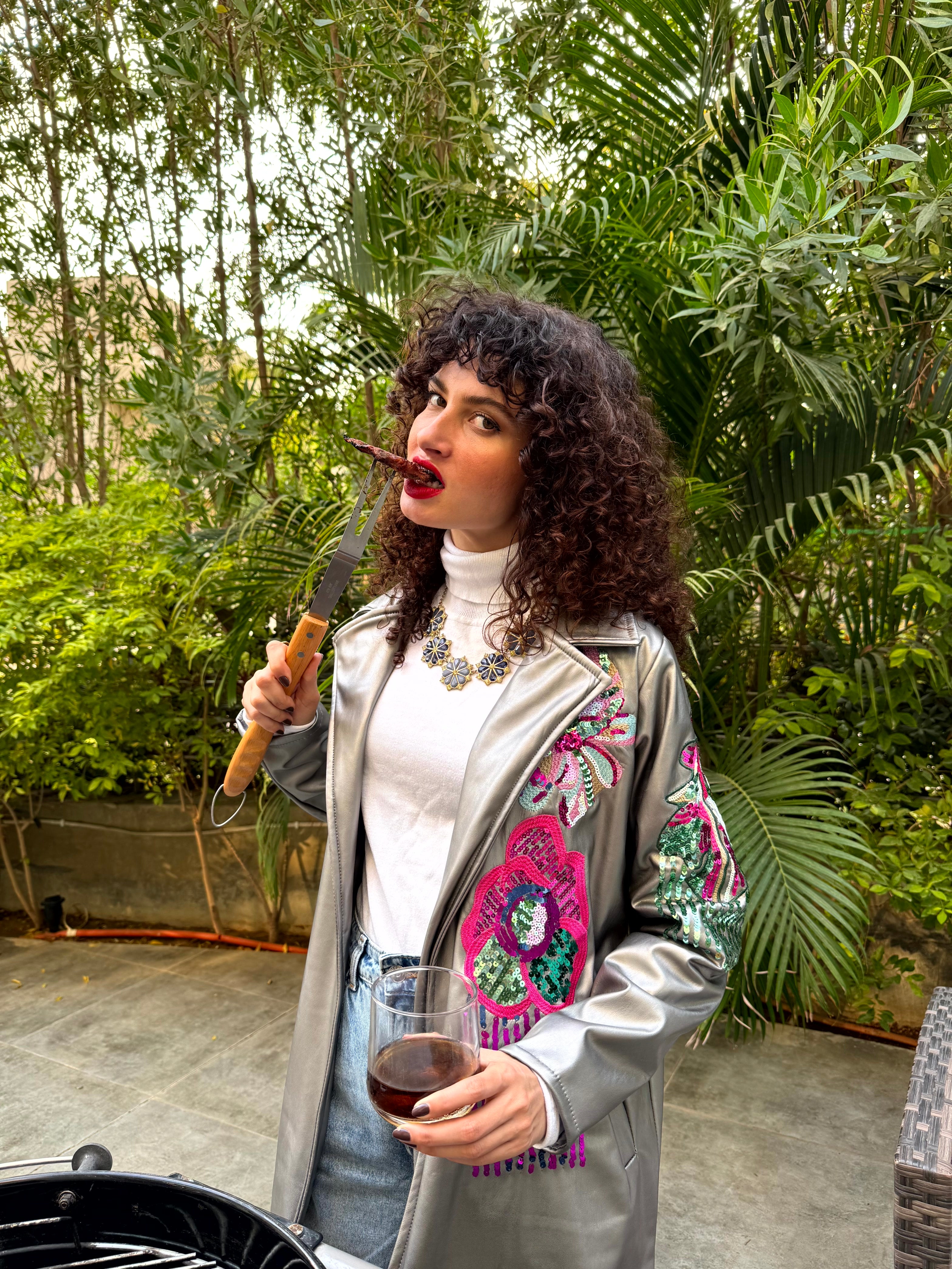 Peaky leather jacket Silver