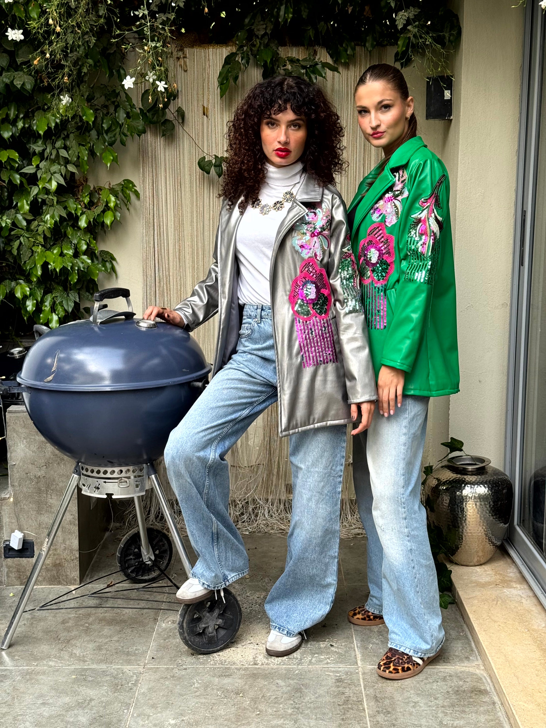 Peaky leather jacket Green