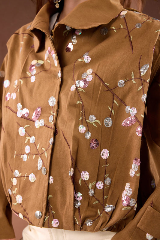 FLEUR JACKET -Brown
