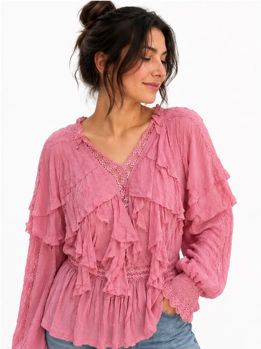 Elena pink chiffon top