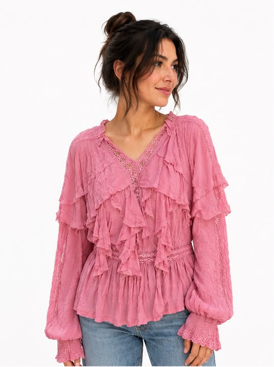 Elena pink chiffon top