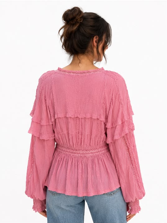 Elena pink chiffon top