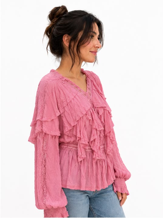 Elena pink chiffon top