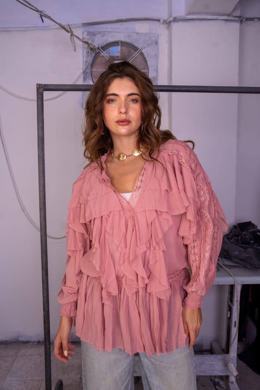Elena pink chiffon top